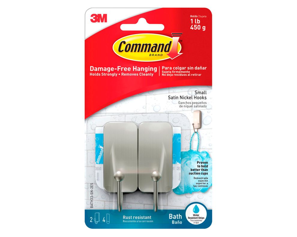 Gancho para baño Pequeño níquel satinado Command-5