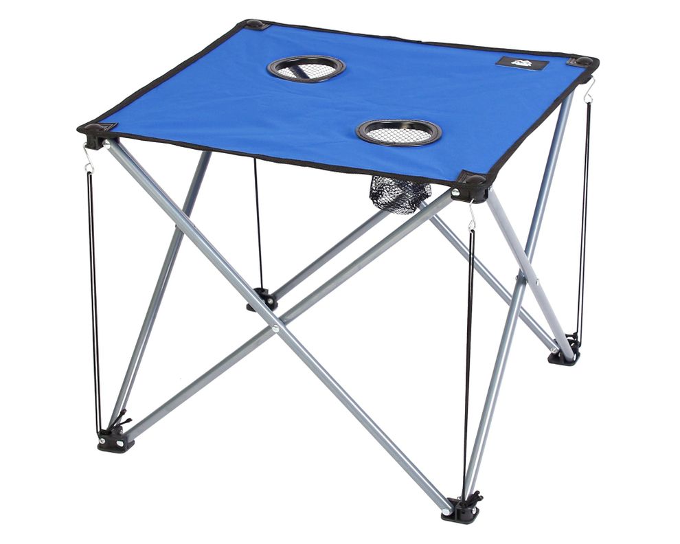 Mesa con posavasos azul