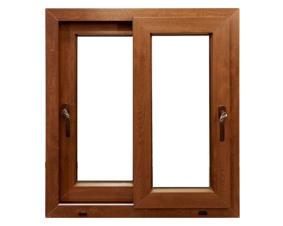 Ventana PVC 91x55 cm Termopanel Corredera Premium Nogal Crown Glass-0
