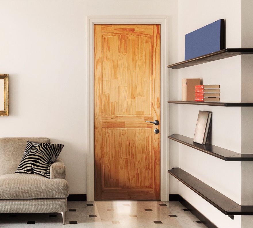 Puerta Pino Radiata Ranco 80x210 cm 2 Paneles Moldupanel-0