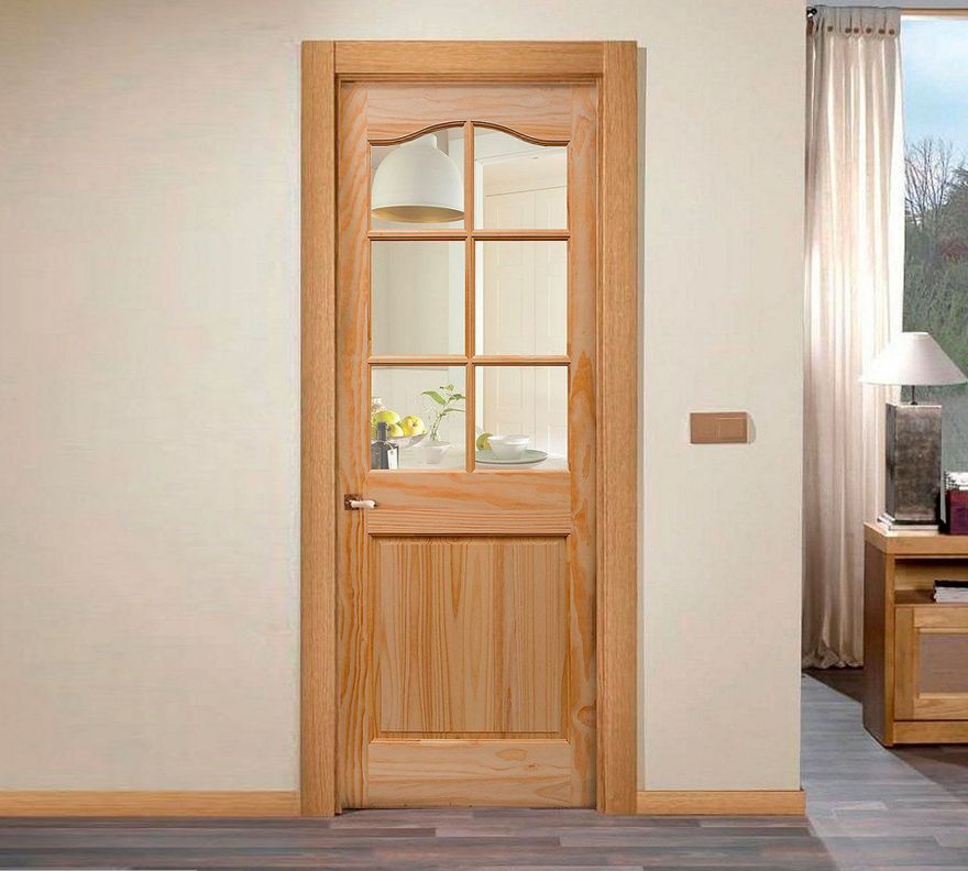 Puerta Pino Radiata Colico 6 vidrios 75x220 cm Moldupanel-0