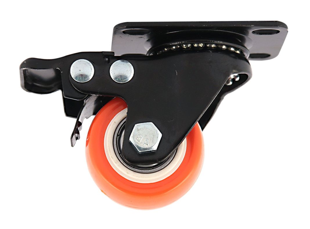 Rueda 40 mm placa con freno naranjo/negro Gevemac-2