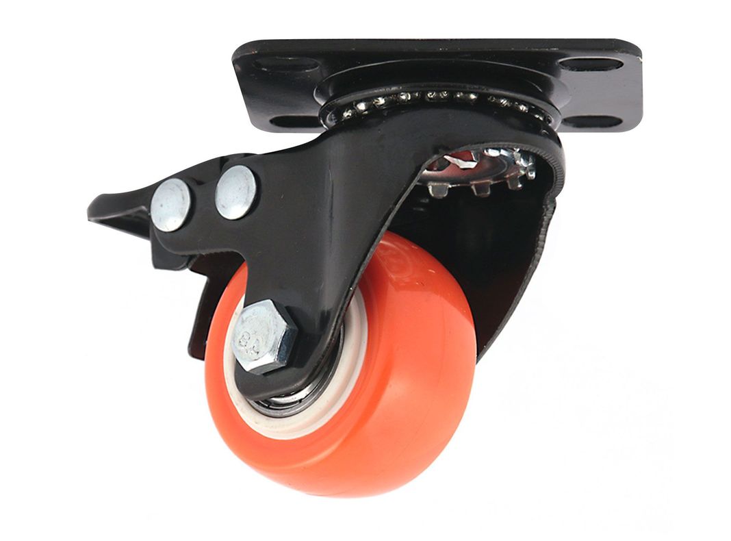 Rueda 40 mm placa con freno naranjo/negro Gevemac-1