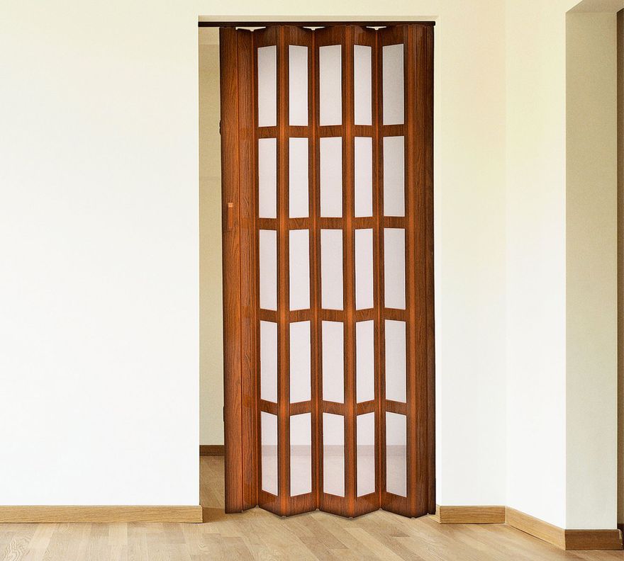 Puerta Plegable PVC 120x200 cm Baldara Café claro con ventana-0