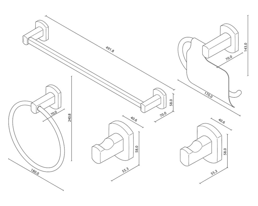 Set accesorios baño Varanasi cromado 5 piezas-8
