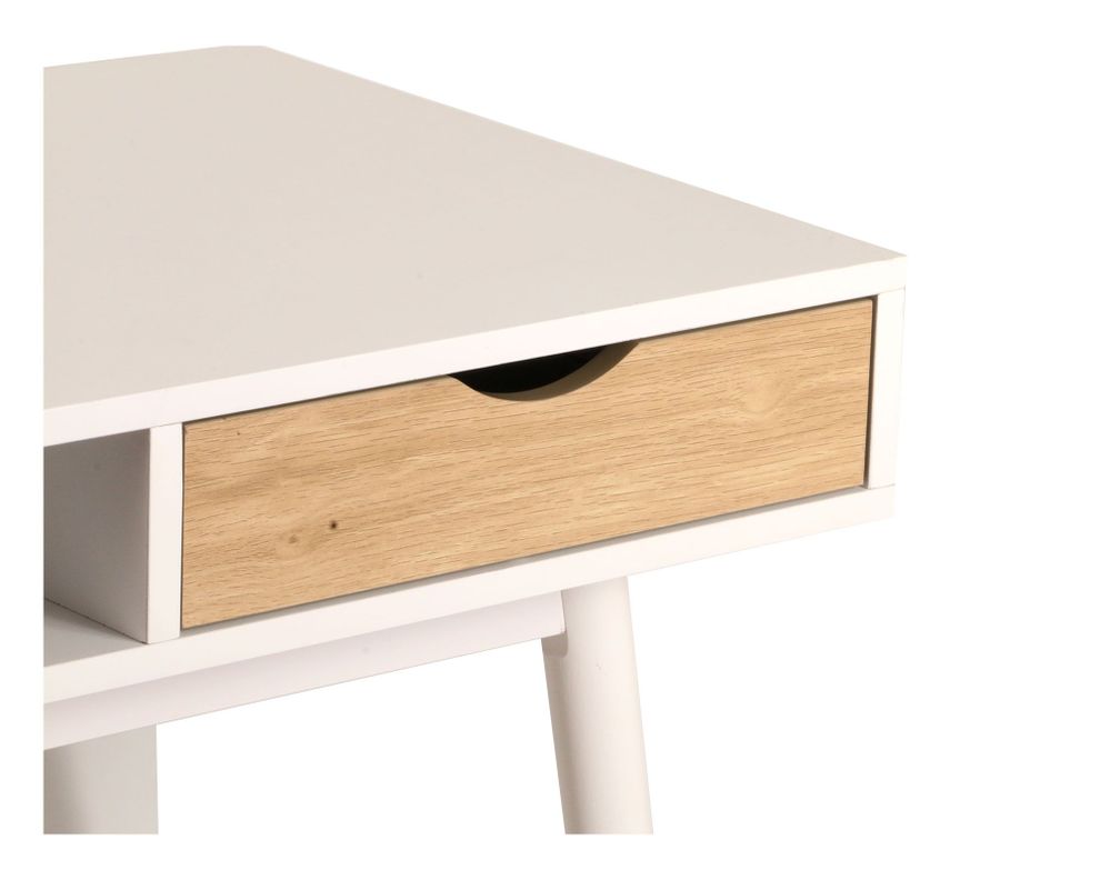 Escritorio 1 cajón Kamin blanco/natural M+Design-2