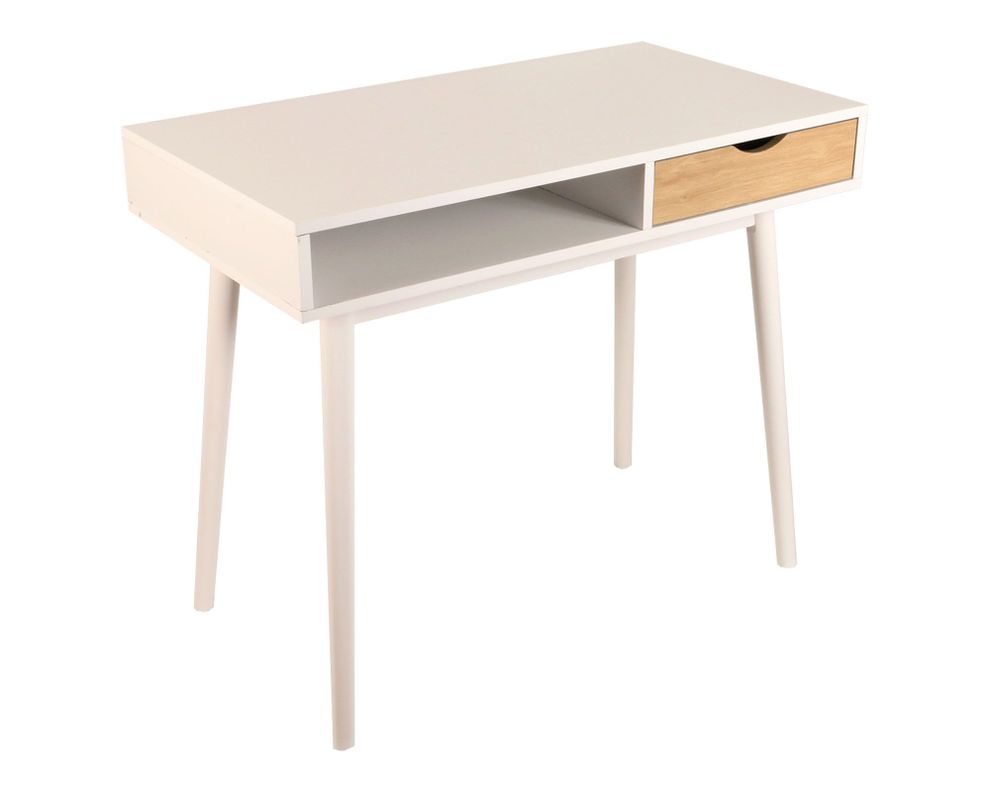 Escritorio 1 cajón Kamin blanco/natural M+Design-1
