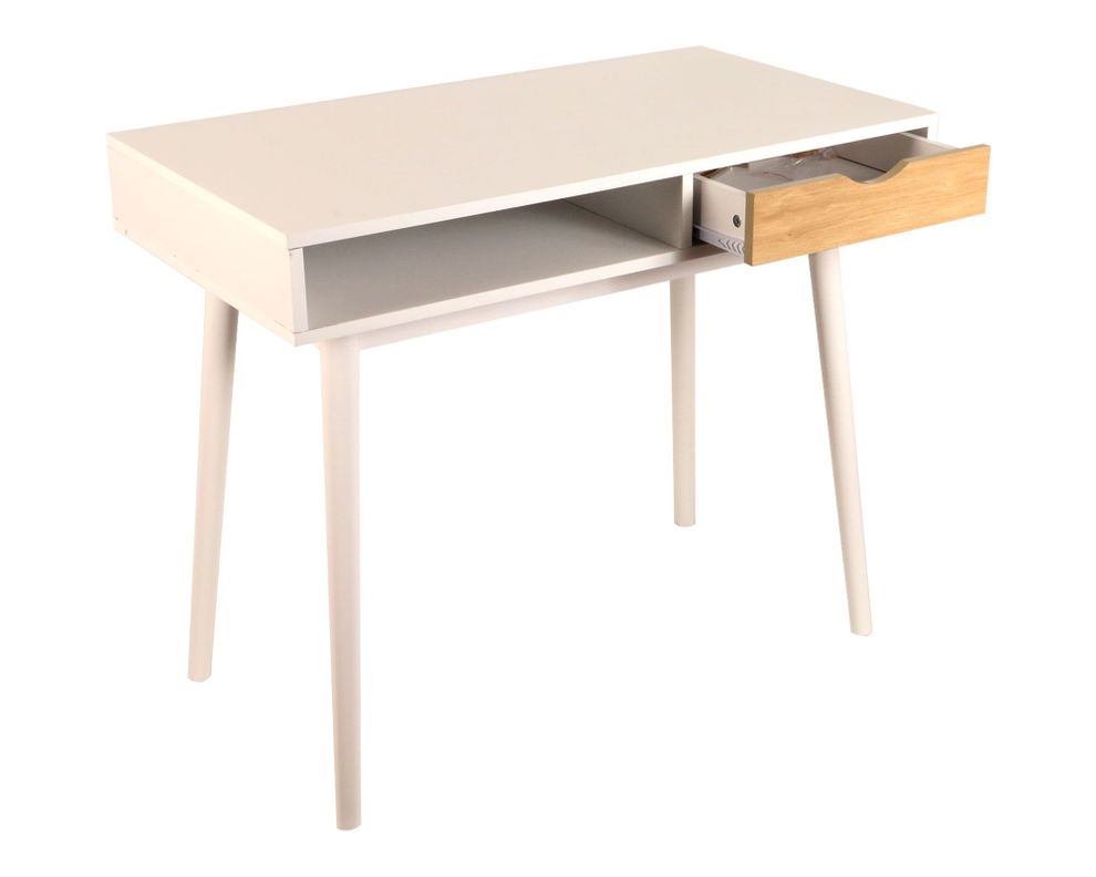 Escritorio 1 cajón Kamin blanco/natural M+Design-3