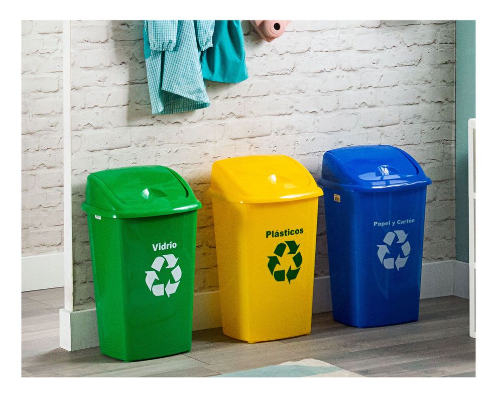 Basurero 30 litros reciclaje vidrio verde Innovaplast-2
