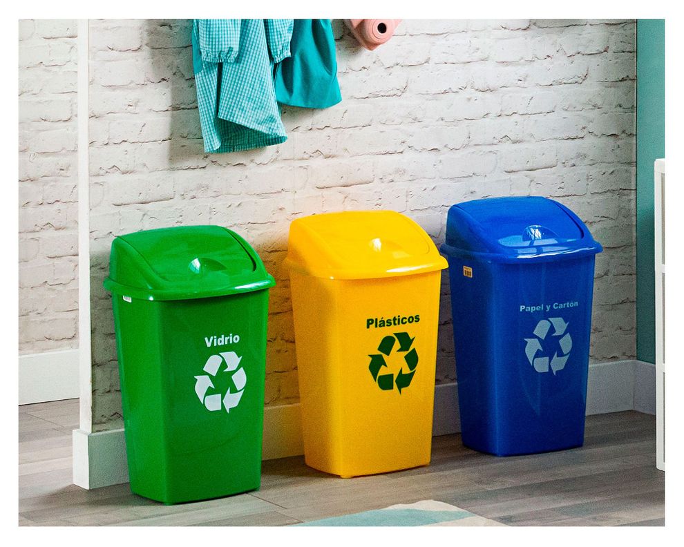 Basurero 30 litros reciclaje papel/cartón azul Innovaplast-5