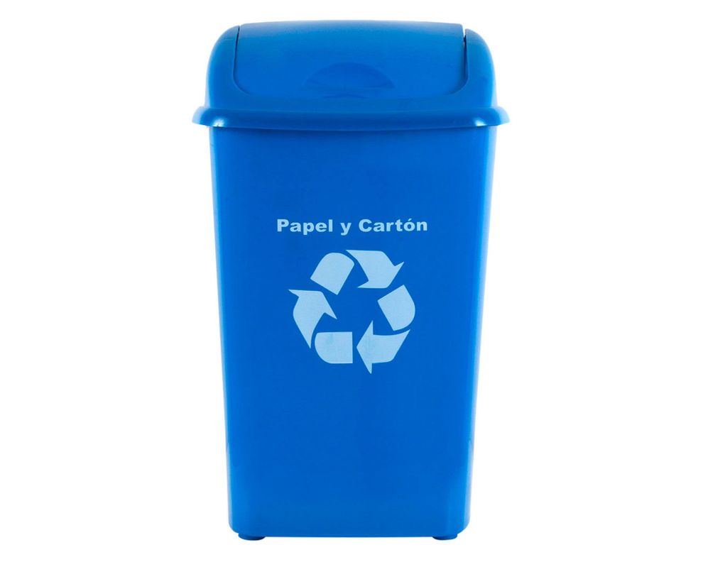 Basurero 30 litros reciclaje papel/cartón azul Innovaplast-0