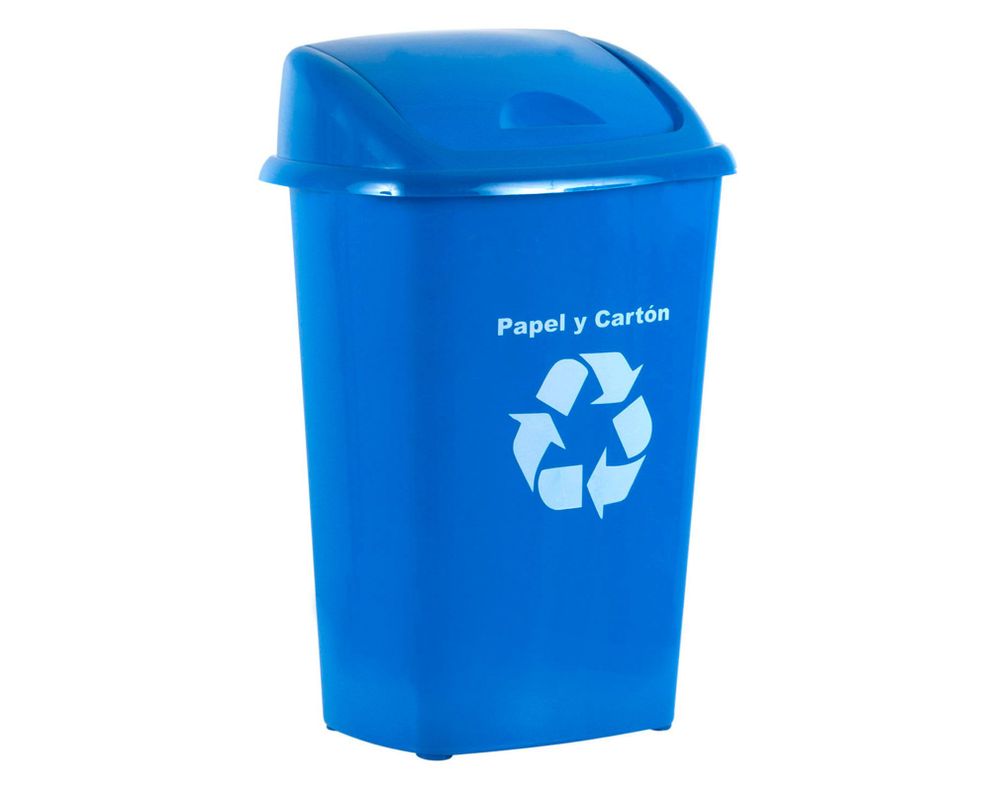 Basurero 30 litros reciclaje papel/cartón azul Innovaplast-1