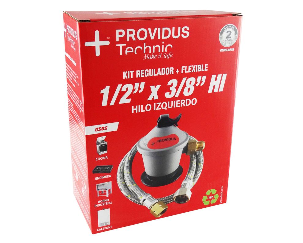 Regulador de gas licuado 3/8'' HE + flexible 1 m Providus-5
