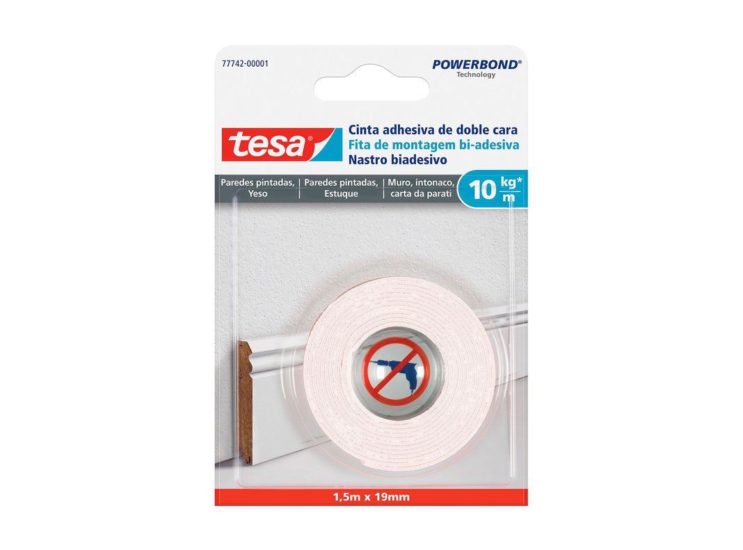 Cinta de montaje superficies delicadas 1,5 m x 19 mm Tesa-0