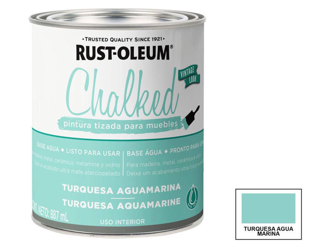 Pintura tizada 887 ml Chalked turquesa aguamarina mate Rust-Oleum-0