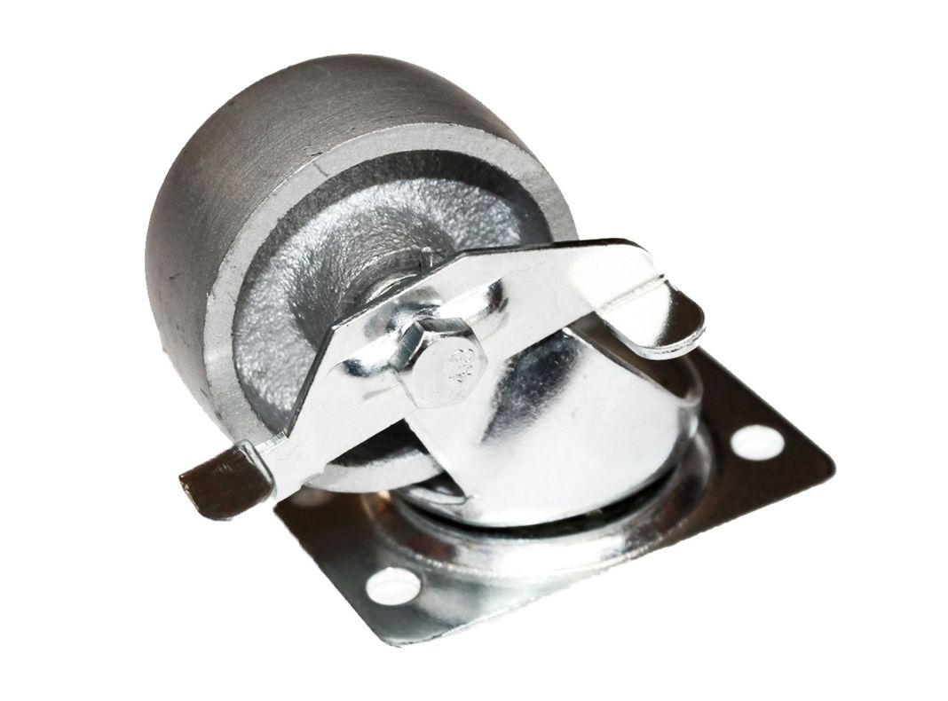 Rueda 50 mm placa con freno gris Gevemac-2