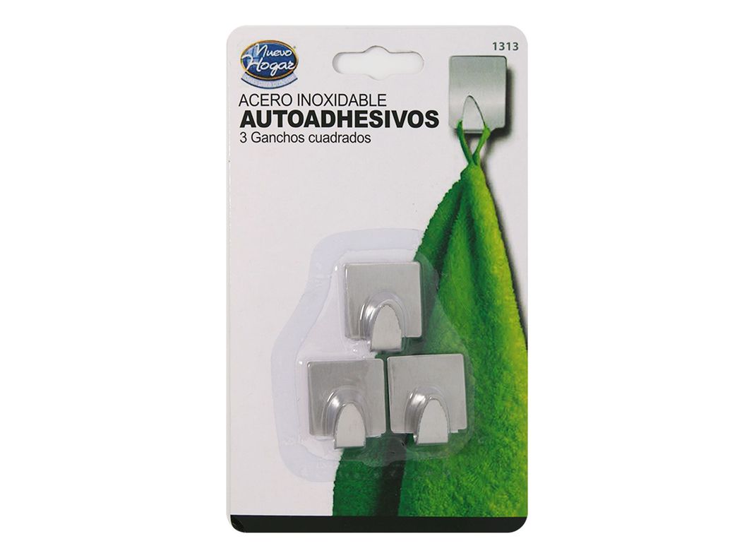 Gancho autoadhesivo cuadrado 3 unidades Nuevo Hogar-2