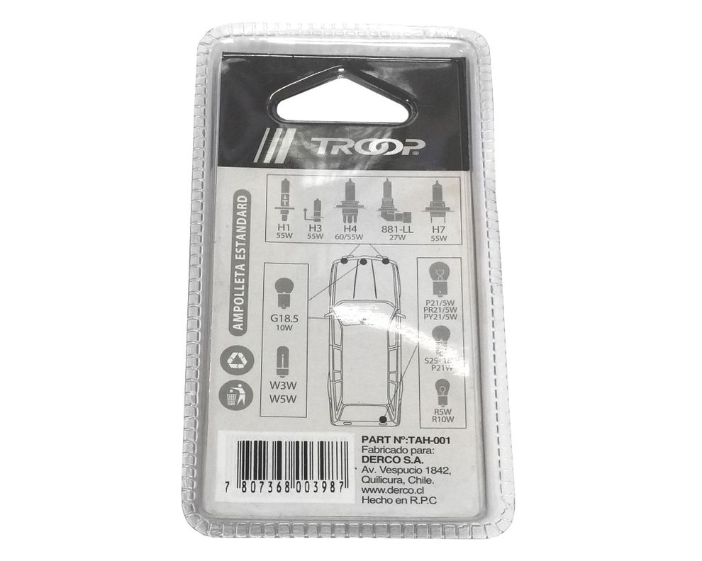 Ampolleta halógena 55W H1 P14.5S Estándar Troop-1