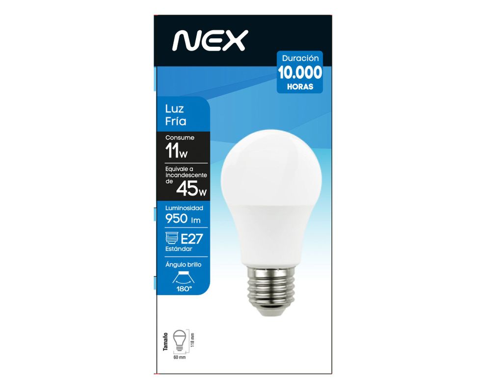 Ampolleta LED 11W E27 luz fría Nex-1