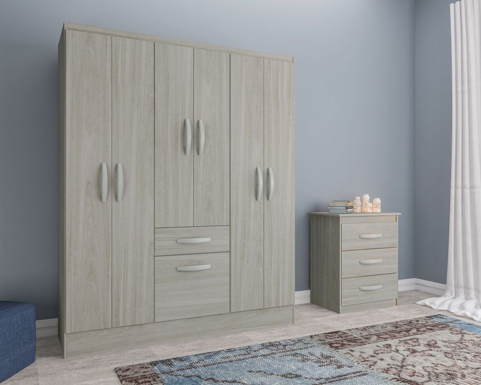 Clóset 6 puertas 2 cajones + cómoda 3 cajones crema M+Design-4