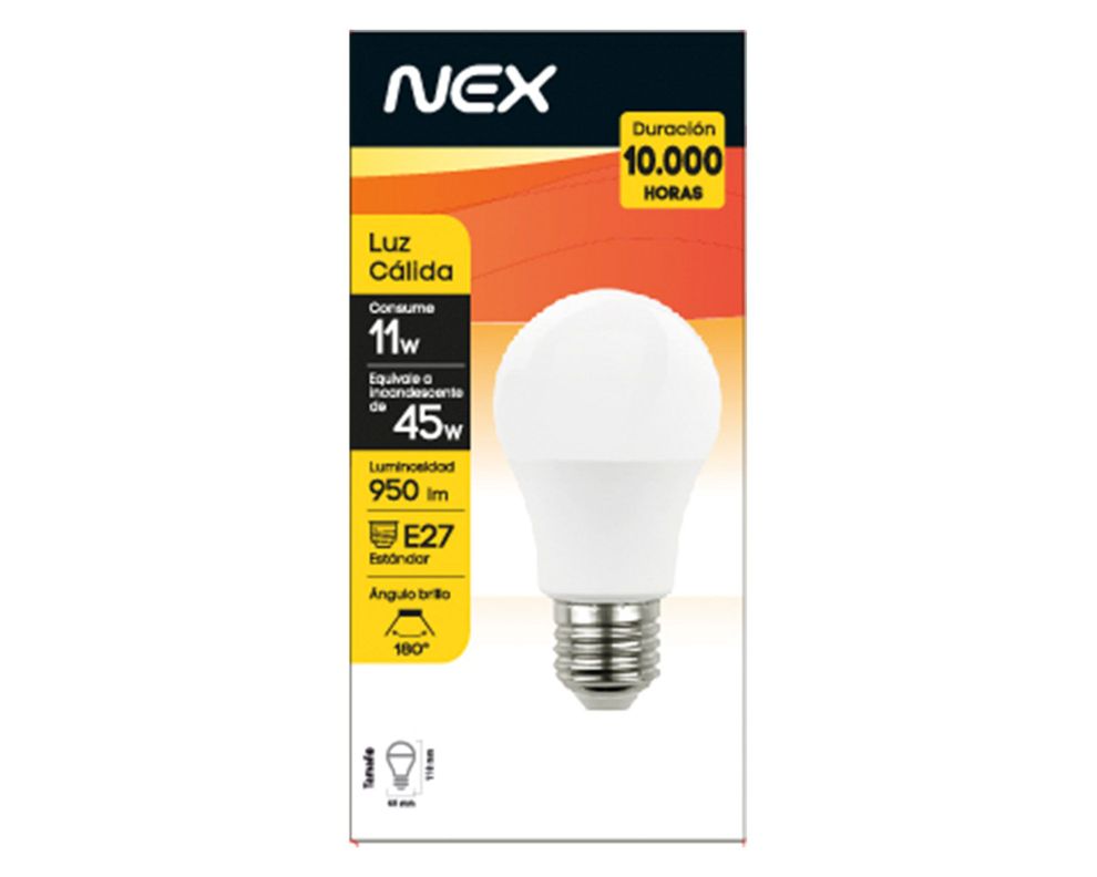 Ampolleta LED 11W E27 luz cálida Nex-1