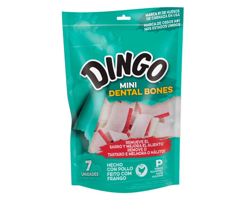 Snack perro 70 gr Dental mini bones carnaza y pollo Dingo-0
