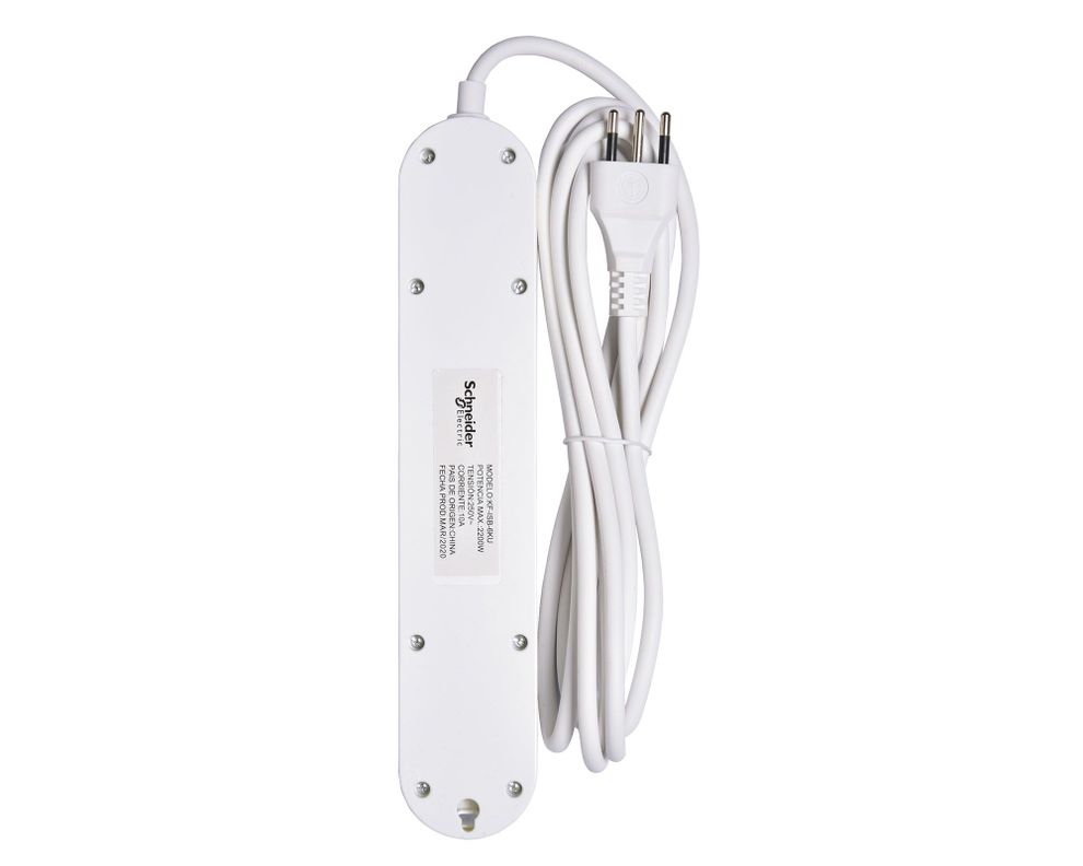 Alargador con interruptor 6 posiciones 3 m blanco Schneider-2
