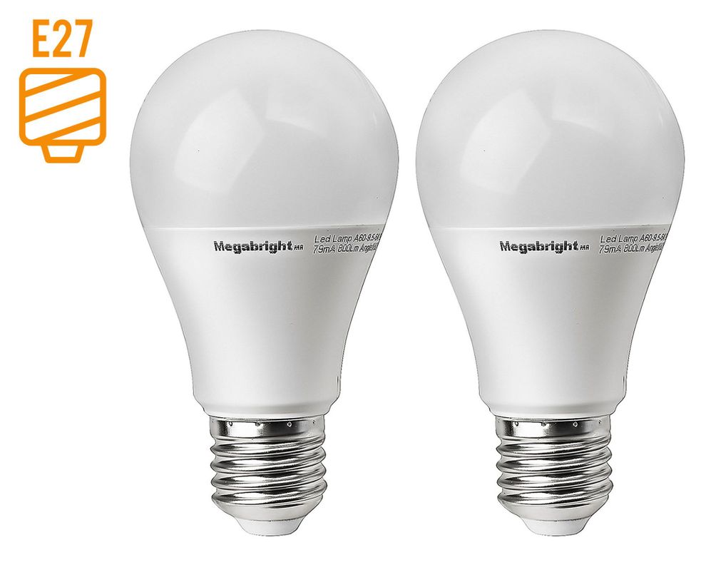 Ampolleta Bright LED 9,5W E27 luz cálida 2 unidades Megabright-0