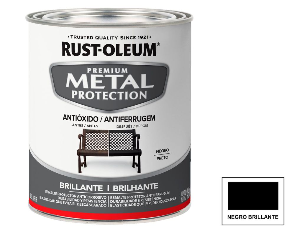 Esmalte anticorrosivo 946 ml Metal Protection negro brillante Rust-Oleum.-0
