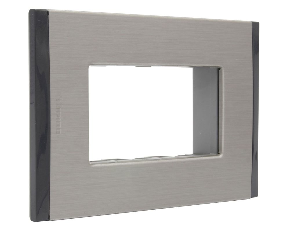 Placa 3 módulos + soporte Nobile titanio Bticino-1