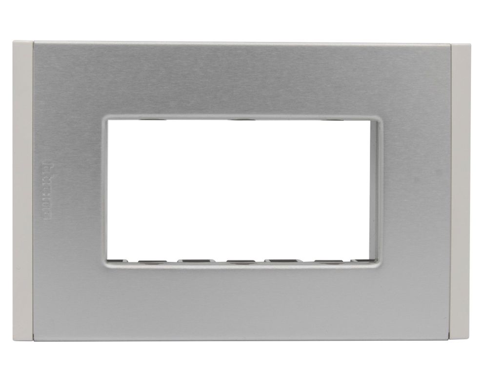 Placa 3 modulos + soporte Nobile aluminio Bticino