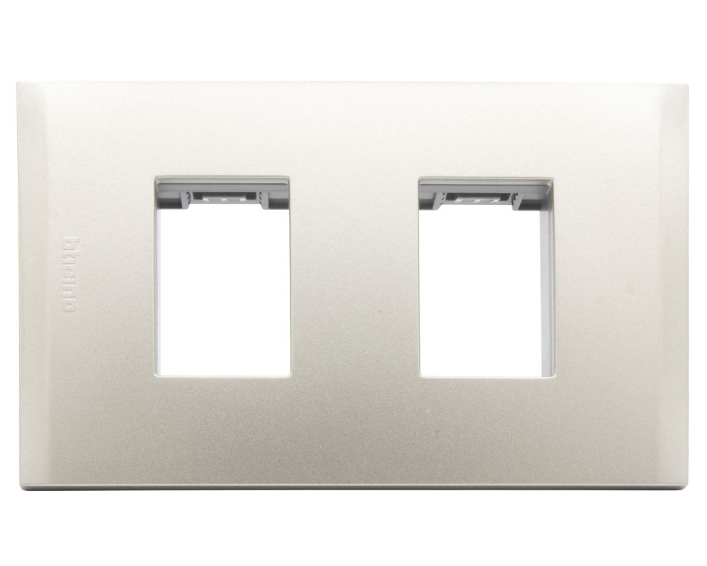 Placa 2 modulos + soporte Nobile perla Bticino