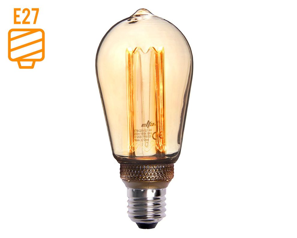 Ampolleta filamento LED 40W E27 luz cálida ST64 tallado Elfa-0