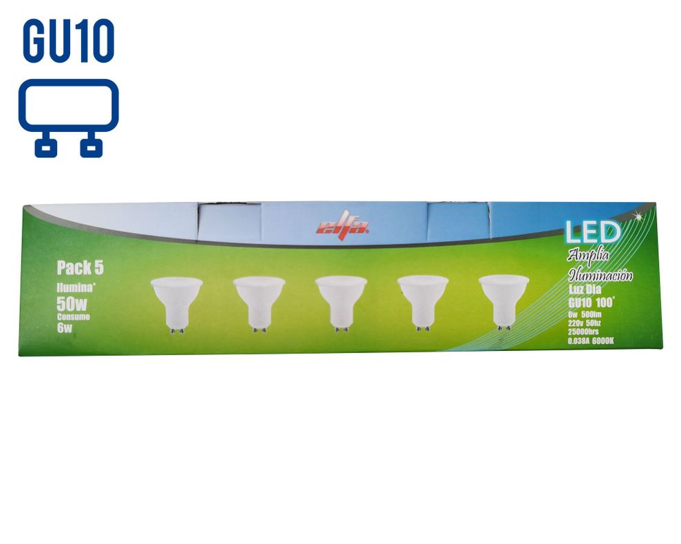 Ampolleta LED 50W GU10 luz día 5 unidades Elfa-0