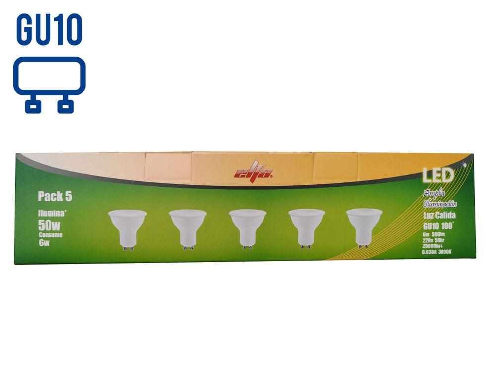 Ampolleta LED 40W GU10 luz cálida 5 unidades Elfa-0