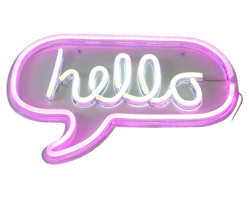 Lámpara colgar LED neón Hello.