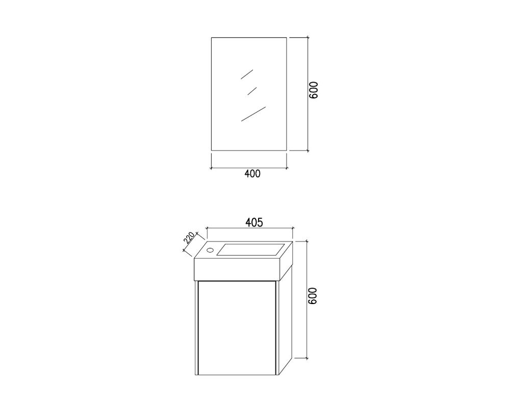 Mueble vanitorio 40,5 cm + espejo Adeline Vessanti.-3