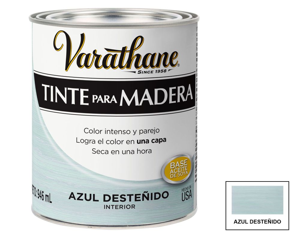 Tinte para madera 946 ml azul desteñido mate Varathane.-0