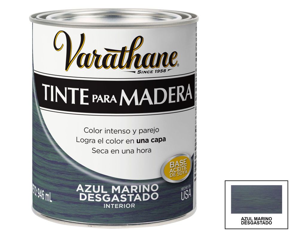 Tinte para madera 946 ml azul marino mate Varathane.-0
