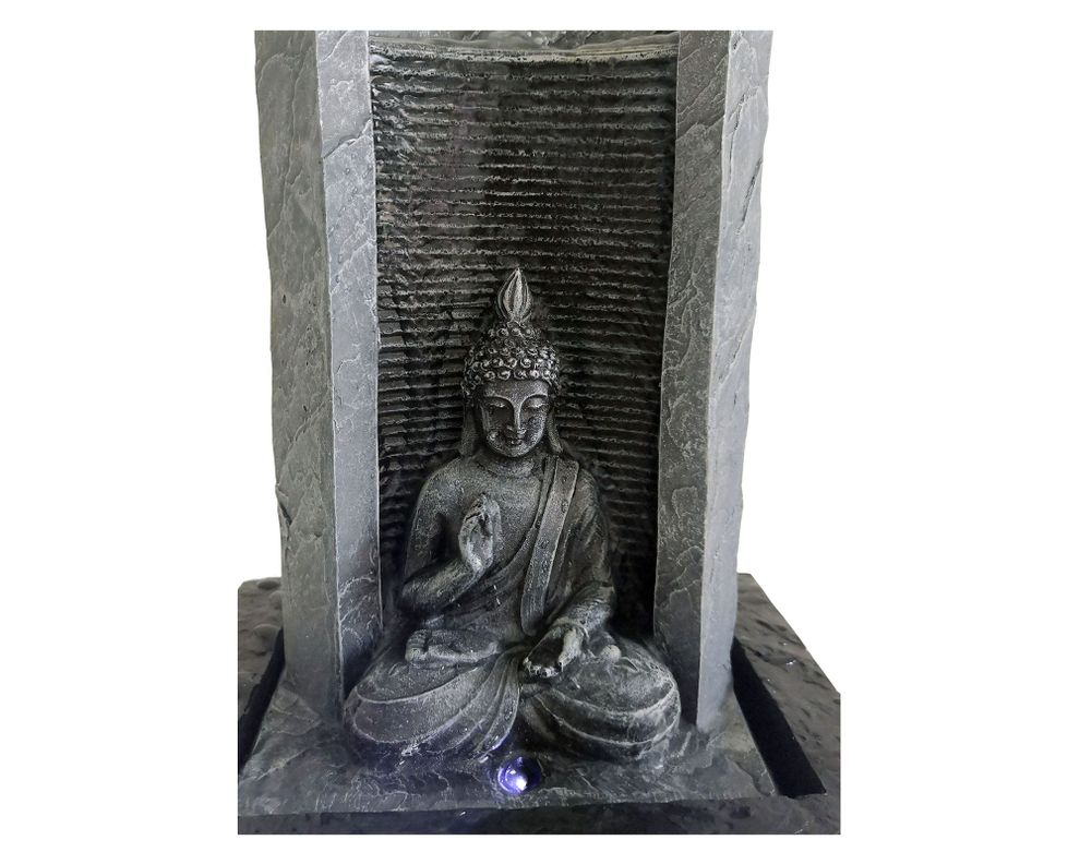 Fuente agua columna 25 cm buda sentado LED Outzen-3