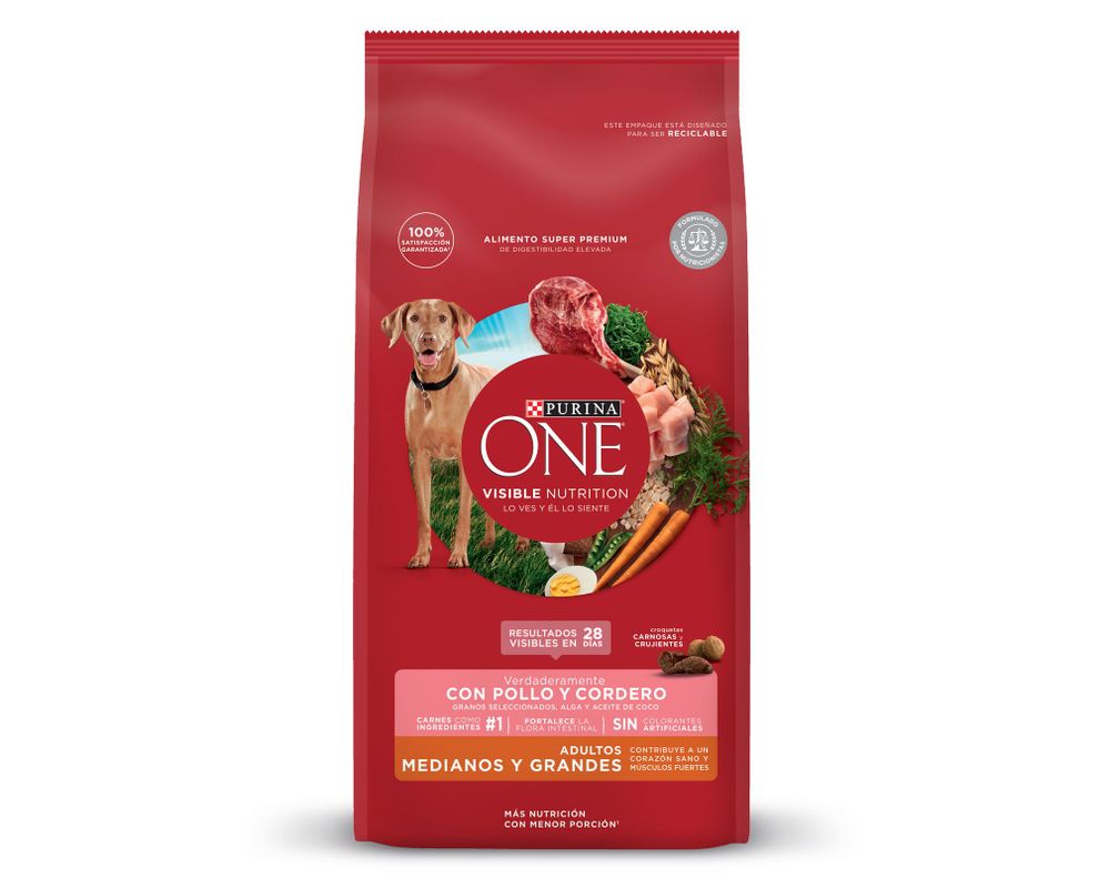 Alimento perro adulto 2 kg mediano/grande pollo y cordero Purina One.-1