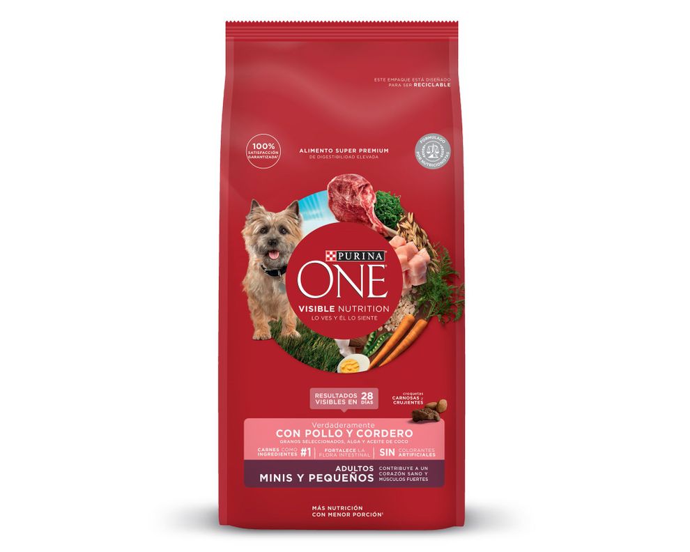 Alimento perro adulto 6 kg mini/pequeño pollo y cordero Purina One.-1