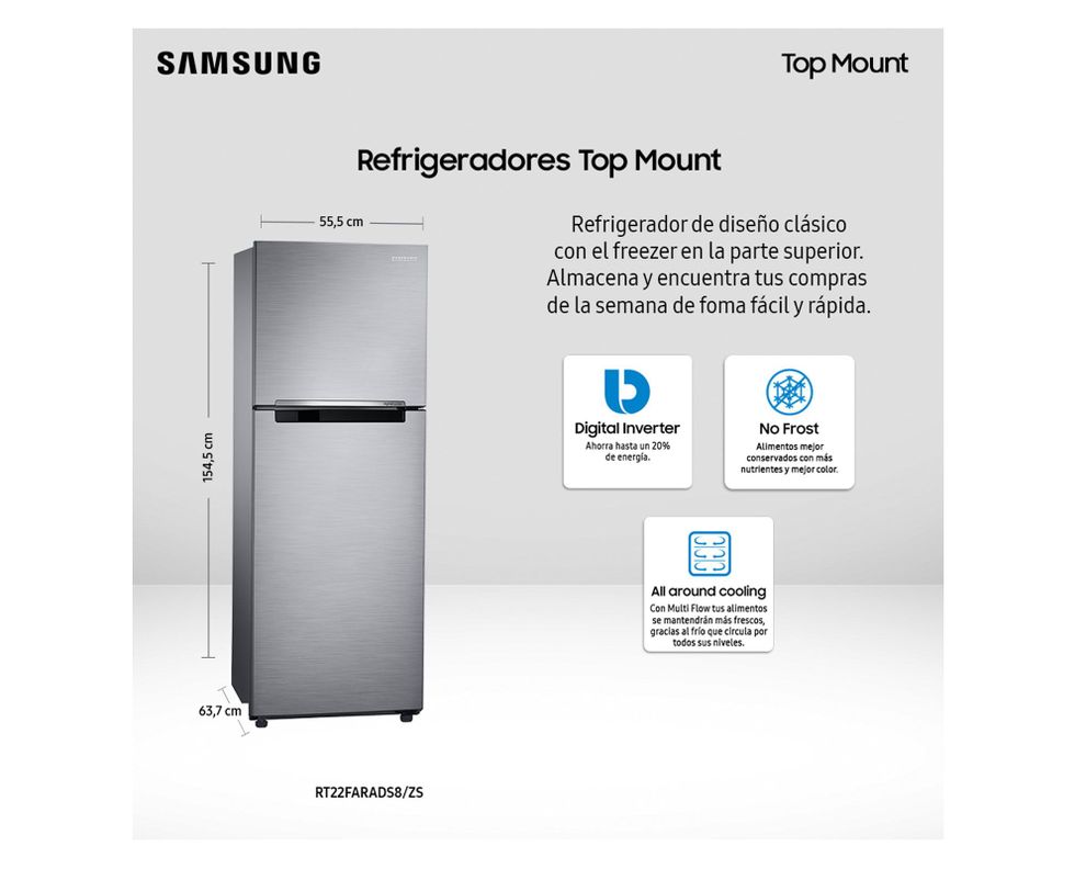 Refrigerador Top Mount no frost 234 litros RT22FARADS8/ZS plateado-3