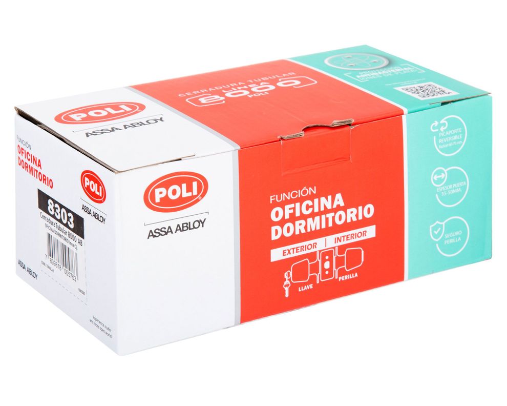 Cerradura tubular pomo oficina/dormitorio 8000 inox Poli-2