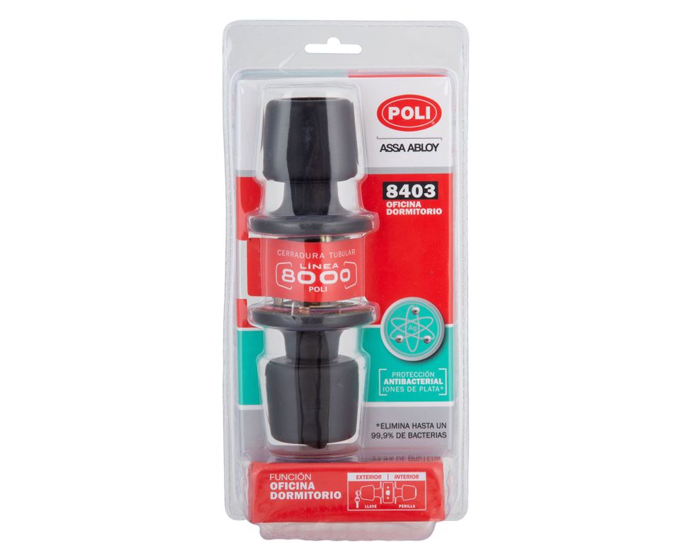 Cerradura tubular pomo oficina/dormitorio 8000 negro Poli-2