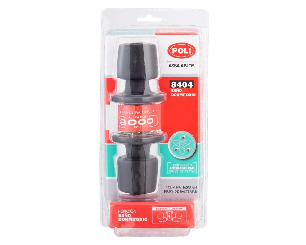Cerradura tubular pomo baño/dormitorio 8000 negro Poli-2