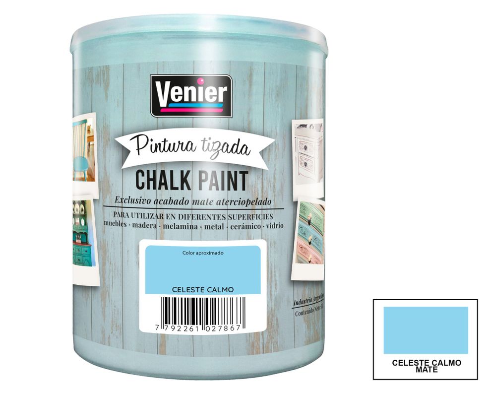 Pintura tizada 1 litro Chalk Paint Celeste Calmo mate-0
