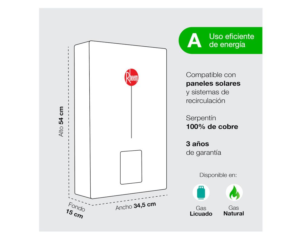 Calefont tiro forzado 10 litros Prestige gas licuado-5