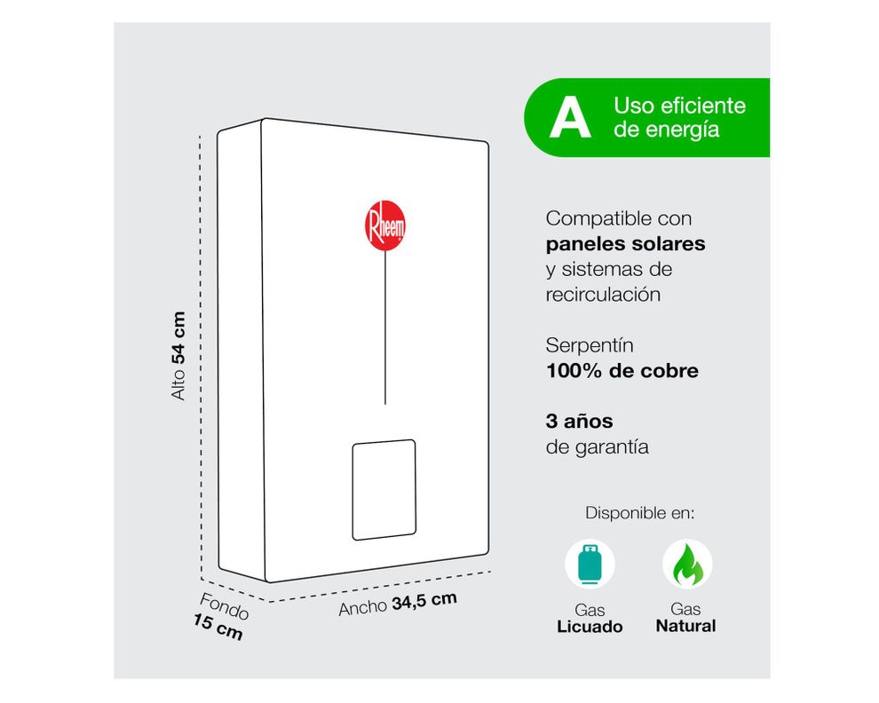 Calefont tiro forzado 10 litros Prestige gas natural-5