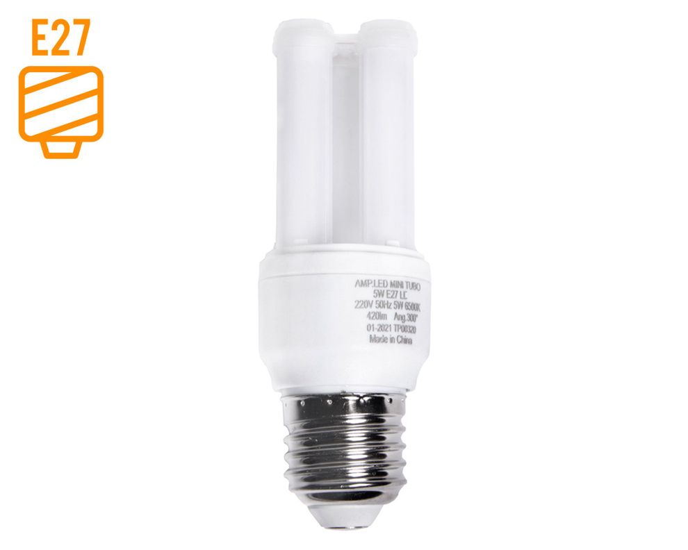 Ampolleta LED 5W E27 luz cálida Mini Tubo Elfa.-0